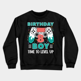 8th Birthday Boy Gamer Funny B-day Gift For Boys kids toddlers Crewneck Sweatshirt